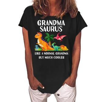 Grandmasaurus Grandma Saurus Women Dinosaur Family Matching Women's Loosen Crew Neck Short Sleeve T-Shirt | Mazezy