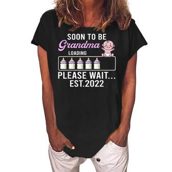 Grandmom Pregnancy Announcement Soon To Be Grandma Women's Loosen Crew Neck Short Sleeve T-Shirt | Mazezy