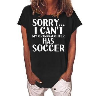 Grandpa Grandma | My Granddaughter Has Soccer Women's Loosen Crew Neck Short Sleeve T-Shirt | Mazezy
