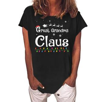 Great Grandma Claus Funny Family Santa Pajamas Christmas Women's Loosen Crew Neck Short Sleeve T-Shirt | Mazezy