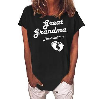 Great Grandma Established Est 2017 New Baby Women's Loosen Crew Neck Short Sleeve T-Shirt | Mazezy