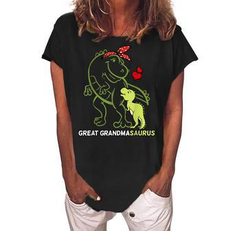 Great Grandmasaurus Great Grandma Dinosaur Baby Women's Loosen Crew Neck Short Sleeve T-Shirt | Mazezy