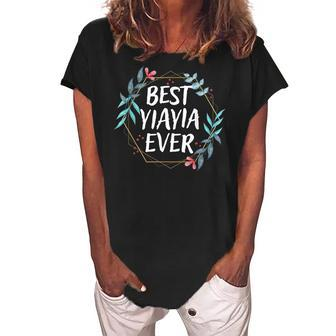 Greek Grandma Greece Granny Best Yiayia Ever Women's Loosen Crew Neck Short Sleeve T-Shirt - Seseable