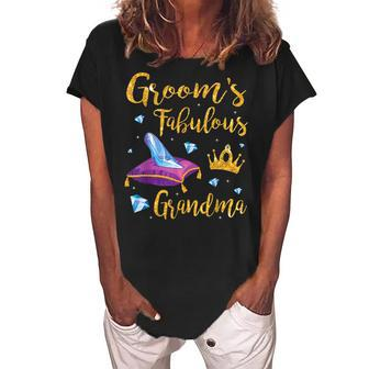 Grooms Fabulous Grandma Happy Wedding Married Memory Day Women's Loosen Crew Neck Short Sleeve T-Shirt | Mazezy