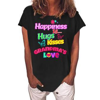 Happiness Hugging Grandma Love Awesome Granny Grandmas Kiss Gift For Womens Women's Loosen Crew Neck Short Sleeve T-Shirt | Mazezy