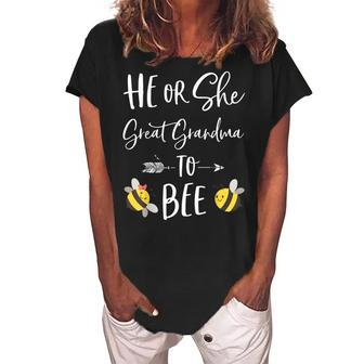 He Or She Great Grandma To Bee New Grandma To Be Women's Loosen Crew Neck Short Sleeve T-Shirt | Mazezy