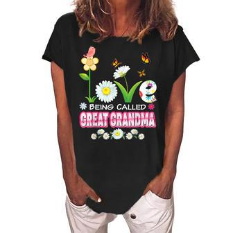 I Love Being Called Great Grandma Sunflower Mothers Day Women's Loosen Crew Neck Short Sleeve T-Shirt | Mazezy