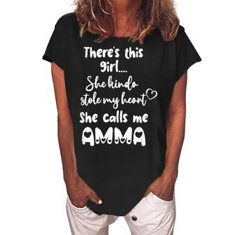 Icelandic Grandmother Grandma This Girl Calls Me Amma Women's Loosen Crew Neck Short Sleeve T-Shirt | Mazezy