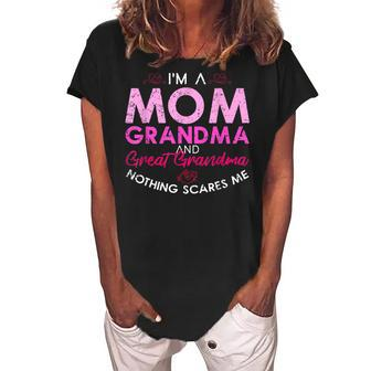 Im A Mom A Grandma And A Great Grandma Mothers Day Women's Loosen Crew Neck Short Sleeve T-Shirt | Mazezy