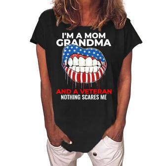 Im A Mom Grandma And Veteran Nothing Scares Me| Veterans Day Women's Loosen Crew Neck Short Sleeve T-Shirt | Mazezy CA