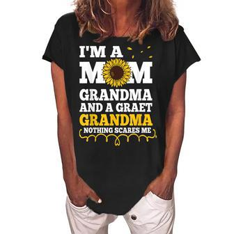 Im A Mom Grandma Great Nothing Scares Me Funny Mothers Day Women's Loosen Crew Neck Short Sleeve T-Shirt | Mazezy UK