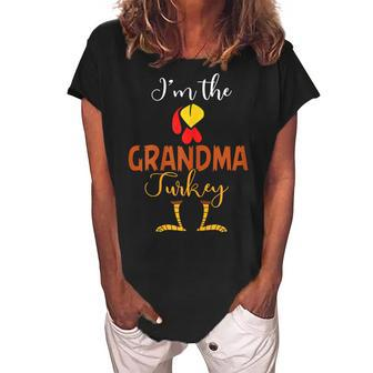 Im The Grandma Turkey Costume Mom Gifts Thanksgiving Gift For Womens Women's Loosen Crew Neck Short Sleeve T-Shirt | Mazezy