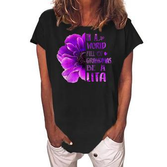 In A World Full Of Grandmas Be A Lita Anemone Flower Women's Loosen Crew Neck Short Sleeve T-Shirt | Mazezy