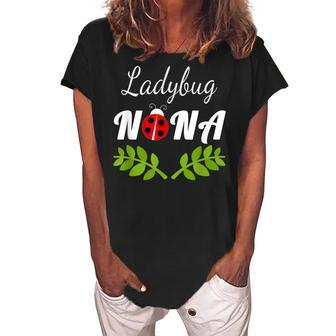 Ladybug Nana Ladybug Grandma Women's Loosen Crew Neck Short Sleeve T-Shirt | Mazezy