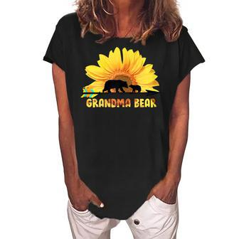 Lam Gap Grandma Sunflower Bear Best Grandma Ever Mothers Gift For Womens Women's Loosen Crew Neck Short Sleeve T-Shirt - Seseable