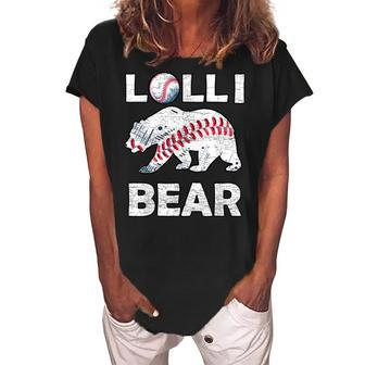 Lolli Bear Baseball Grandma Grandmother Granny And Pop Women's Loosen Crew Neck Short Sleeve T-Shirt | Mazezy