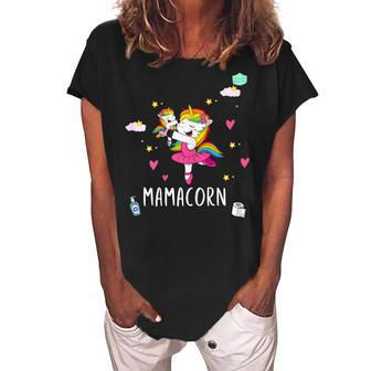 Mamacorn For Women Unicorn Mama Gift For Womens Women's Loosen Crew Neck Short Sleeve T-Shirt | Mazezy DE