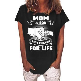 Mom & Son Best Friends For Life Mom Gift For Womens Women's Loosen Crew Neck Short Sleeve T-Shirt | Mazezy
