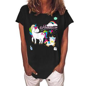 Mom Unicorn Baby Plus Size Gift For Womens Women's Loosen Crew Neck Short Sleeve T-Shirt | Mazezy