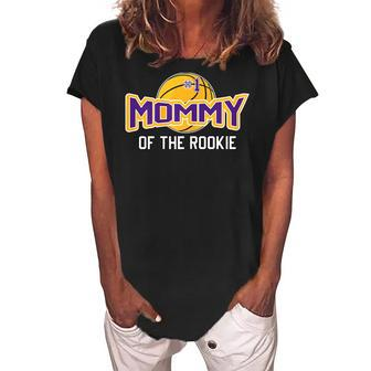 Mommy Of Rookie 1St Birthday Basketball Theme Matching Party Gift For Womens Women's Loosen Crew Neck Short Sleeve T-Shirt | Mazezy