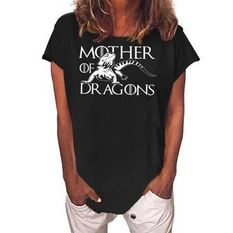 Mother Of Bearded Dragon Lovers Funny Mom Mommy Grandma Mama Women's Loosen Crew Neck Short Sleeve T-Shirt | Mazezy