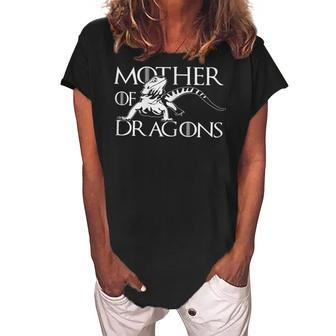 Mother Of Bearded Dragon Lovers Funny Mommy Grandma Gift For Womens Women's Loosen Crew Neck Short Sleeve T-Shirt | Mazezy