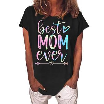 Mothers Day Best Mom Ever Gifts Tie Dye Daughter Women Mom Women's Loosen Crew Neck Short Sleeve T-Shirt - Seseable
