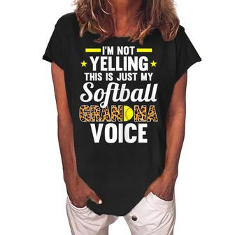 My Softball Grandma Voice Softball Grandma Gift For Womens Women's Loosen Crew Neck Short Sleeve T-Shirt | Mazezy