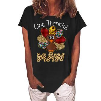 One Thankful Maw Turkey Thanksgiving Gift Gift For Womens Women's Loosen Crew Neck Short Sleeve T-Shirt | Mazezy