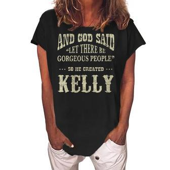 Personalized Birthday Gift Idea For Person Named Kelly Gift For Womens Women's Loosen Crew Neck Short Sleeve T-Shirt - Seseable