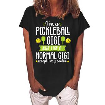 Pickleball Gigi Mom Funny Grandma Paddle Ball Gift Women Women's Loosen Crew Neck Short Sleeve T-Shirt | Mazezy