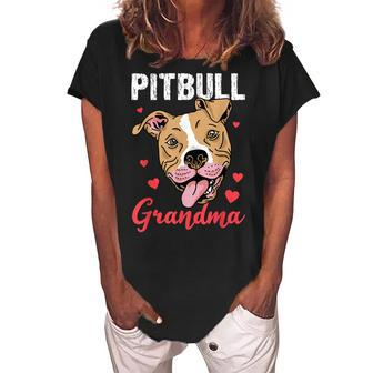 Pitbull Grandma Pawma Dog Grandparents Dog Lover Women's Loosen Crew Neck Short Sleeve T-Shirt | Mazezy