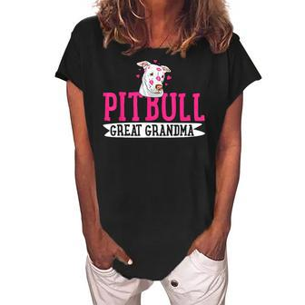 Pitbull Great Grandma Pit Bull Terrier Pibble Mothers Day Women's Loosen Crew Neck Short Sleeve T-Shirt | Mazezy