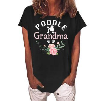 Poodle Grandma Gifts Womens Mom Poodle Dog Lover Christmas Women's Loosen Crew Neck Short Sleeve T-Shirt | Mazezy