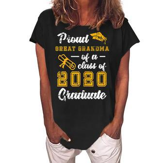 Proud Great Grandma Of 2020 College Graduate Senior Yellow Gift For Womens Women's Loosen Crew Neck Short Sleeve T-Shirt | Mazezy