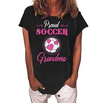 Proud Soccer Grandma Gift For Womens Women's Loosen Crew Neck Short Sleeve T-Shirt | Mazezy