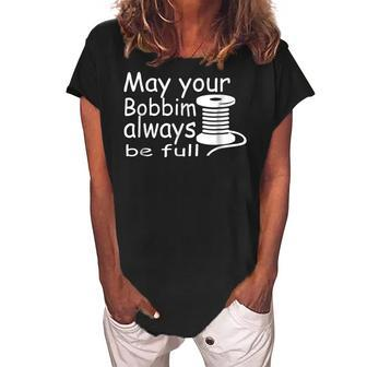Quilting Mom Funny Fabric Ewing Gift Women's Loosen Crew Neck Short Sleeve T-Shirt | Mazezy