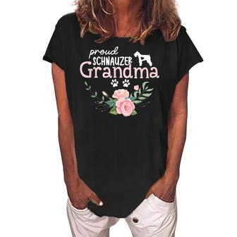Schnauzer Grandma Dog Gifts Mimi Dog Mom Lover Mothers Day Women's Loosen Crew Neck Short Sleeve T-Shirt | Mazezy