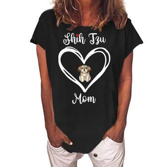 Shih Tzu Mama I Love My Shih Tzu Mom Gift For Womens Women's Loosen Crew Neck Short Sleeve T-Shirt | Mazezy