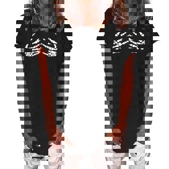 Skeletal Hands On Chest Breasts Witches Gift Gift For Womens Women's Loosen Crew Neck Short Sleeve T-Shirt | Mazezy