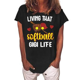 Softball Gigi Life | Baseball Lover Softball Grandma Gigi Women's Loosen Crew Neck Short Sleeve T-Shirt | Mazezy