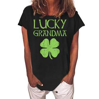 St Patricks Day Irish For Lucky Grandma Women's Loosen Crew Neck Short Sleeve T-Shirt | Mazezy