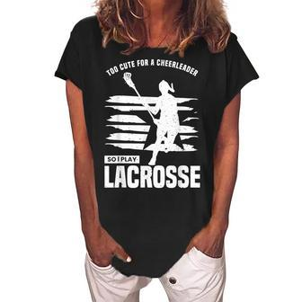 Stick Chick Womens Lacrosse For Girls Lacrosse Player Women's Loosen Crew Neck Short Sleeve T-Shirt | Mazezy