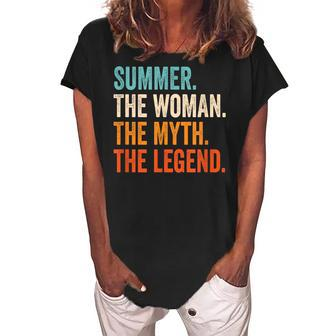 Summer The Woman The Myth The Legend First Name Summer Women's Loosen Crew Neck Short Sleeve T-Shirt - Seseable