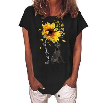 Sunflower Great Dane Mom Dog Lover Gifts Gift For Womens Women's Loosen Crew Neck Short Sleeve T-Shirt | Mazezy