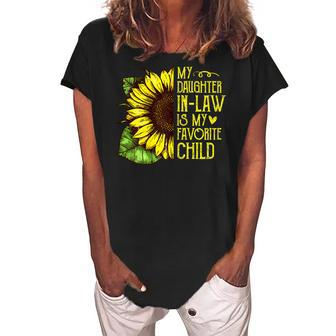 Sunflower My Daughterinlaw Is My Favorite Child Gift For Womens Women's Loosen Crew Neck Short Sleeve T-Shirt | Mazezy