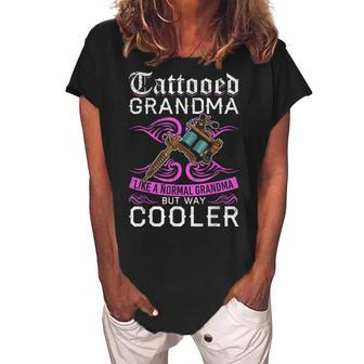 Tattoos & Tattooed Grandma In Family Women's Loosen Crew Neck Short Sleeve T-Shirt | Mazezy