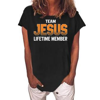 Team Jesus Lifetime Member Gifts For Jesus Lovers Men Women Women's Loosen Crew Neck Short Sleeve T-Shirt - Seseable