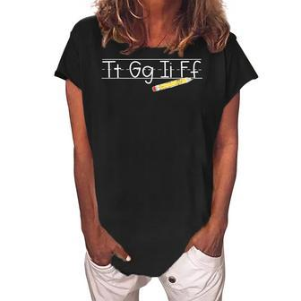 Tgif Tt Gg Ii Ff Pencil Alphabet Funny Teachers Gift For Womens Women's Loosen Crew Neck Short Sleeve T-Shirt | Mazezy