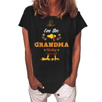 Thanksgiving Matching Family Outfit Gifts Grandma Turkey Women's Loosen Crew Neck Short Sleeve T-Shirt | Mazezy